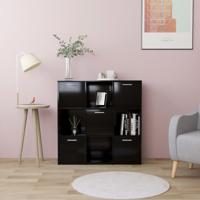 Boekenkast 90x30x90 cm bewerkt hout zwart
