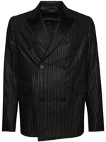 AMIRI blazer croisé à rayures métallisées - Noir - thumbnail