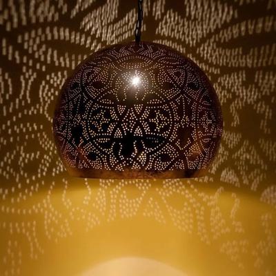 Marokkaanse hanglamp &apos;Thom&apos; oosterse hanglamp filigrain stijl open zwart/goud 400mm