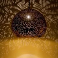 Marokkaanse hanglamp &apos;Thom&apos; oosterse hanglamp filigrain stijl open zwart/goud 400mm
