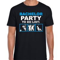 Bachelor party to do list vrijgezellen feest t-shirt zwart heren - thumbnail