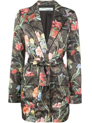 Off-White veste ceinturée à fleurs - Noir