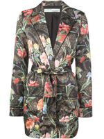 Off-White veste ceinturée à fleurs - Noir