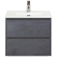 Dante Badmeubelset 60 cm - Beton Antraciet - Keramische Wastafel Wit Cover