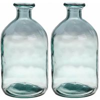 Bloemenvaas - 2x - helder - transparant gerecycled glas - D11 x H21 cm