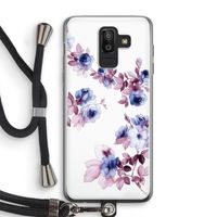 Waterverf bloemen: Samsung Galaxy J8 (2018) Transparant Hoesje met koord