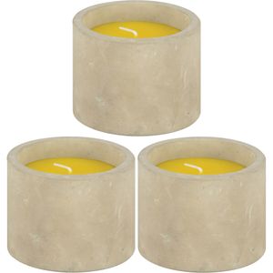 Geurkaars citronella - 5x - in betonnen houder - 10 branduren - citrus