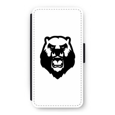 Angry Bear (white): iPhone 12 Flip Hoesje