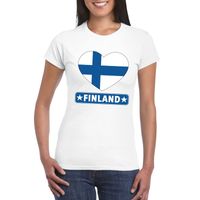 Finland hart vlag t-shirt wit dames 2XL  -