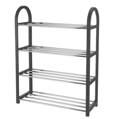 Schoenenrek - zwart - 50 x 19 x 65 cm - metaal - 4-laags - schoenenstandaard
