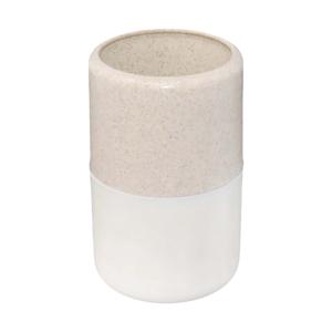 Badkamer tandenborstelhouder - wit - marmer look - kunststof - D7 x 11 cm