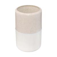 Badkamer tandenborstelhouder - wit - marmer look - kunststof - D7 x 11 cm