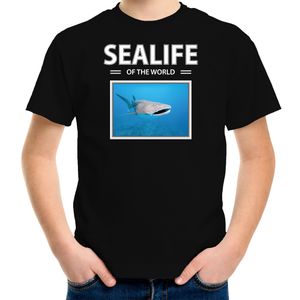 Tijgerhaai foto t-shirt zwart voor kinderen - sealife of the world cadeau shirt Haaien liefhebber XL (158-164)  -