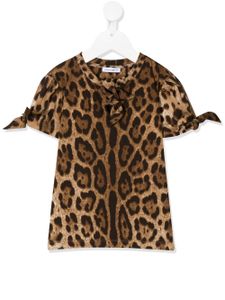 Dolce & Gabbana Kids t-shirt imprimé léopard à design noué - Marron