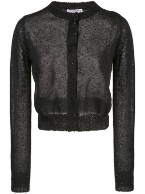 Brunello Cucinelli cardigan crop brodé de sequins - Noir