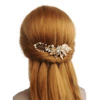 Leaf Handmade Flower Diamond Pearl Hair Comb Bridal Hair Accessories Leaf Handmade Flower Diamond Pearl Hair Comb Bridal Hair Accessories