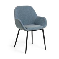 Kave Home Konna eetkamerstoel Blauw poot zwart