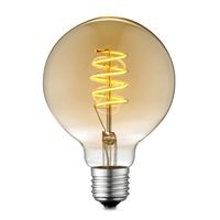 Edison Vintage LED filament lichtbron Globe - Amber - G95 Spiraal - Retro LED lamp - 9.5/9.5/13.5cm - geschikt voor E27 fitting - Dimbaar - 4W 280lm 2700K - warm wit licht - thumbnail