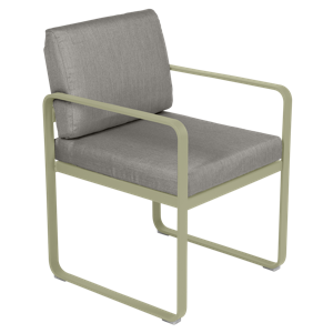 Fermob Bellevie dining armchair tuinstoel Willow green - Grey taupe