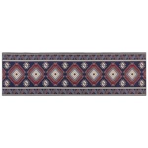 Beliani - KANGAL - Loper tapijt - Blauw|Rood - 60 x 200 cm - Polyester