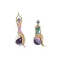 Decoratieve figuren Home ESPRIT Turkoois Lila Mediterrane 12,5 x 9 x 26,5 cm (2 Stuks)