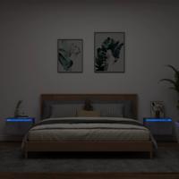 Nachtkastjes met LED's 2 st wandgemonteerd betongrijs