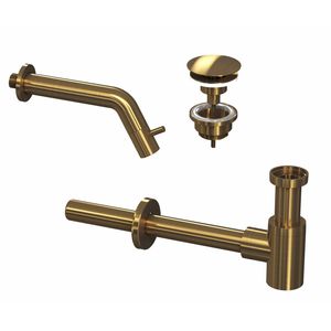 Fonteinkraanset INK Inbouw Ink Inclusief Waste en Design Sifon Brushed Mat Goud