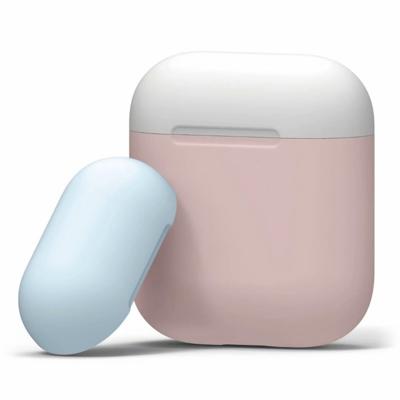 Driekleur dropproof draadloze koptelefoon Oplaaddoos beschermende case voor Apple AirPods 1/2 (blauw wit roze)