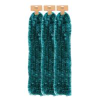 Kerstslingers - 3x - emerald groen - folie - 270 x 5 cm - lametta - kerstboomslinger