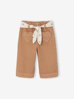 Wijde broek met kleur babymeisje met riem om te strikken karamel