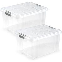 3x Opslagbakken/organizers met deksel 25 liter 42 cm transparant - Opbergbox - thumbnail