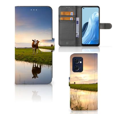 OPPO Find X5 Lite | Reno 7 5G | Telefoonhoesje | Met pasjeshouder | Koe