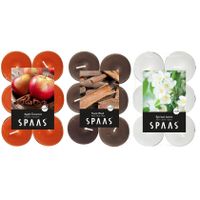 Candles by Spaas geurkaarsen - 36x stuks in 3 geuren - Maxi theelichtjes van 4.5 branduren