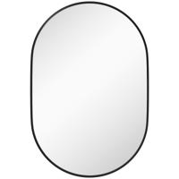 HOMCOM Badkamerspiegel in ovale vorm, horizontaal/verticaal, 60L x 90B x 3H cm, Zwart