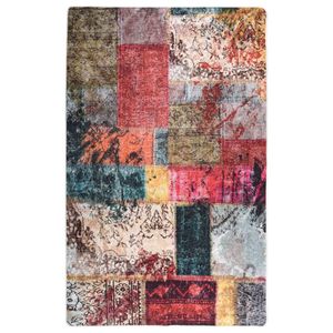 VidaXL Vloerkleed wasbaar anti-slip patchwork 160x230 cm meerkleurig