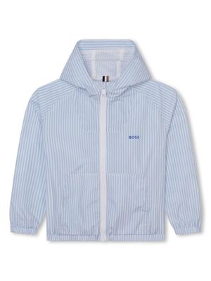 BOSS Kidswear veste rayée à capuche - Bleu