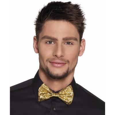 Vlinderstrikje - goud - polyester - 11 cm - voor dames/heren - verkleedartikelen