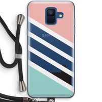 Strepen pastel: Samsung Galaxy A6 (2018) Transparant Hoesje met koord