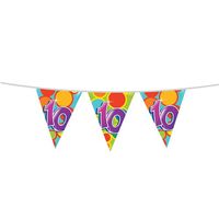 Leeftijd verjaardag thema vlaggetjes 10 jaar plastic 10 meter   - - thumbnail