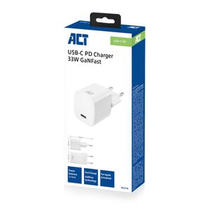ACT Connectivity Compacte USB-C lader 33W met Power Delivery en GaNFast oplader
