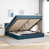 Ottoman bed met matras en LED's 160x200cm fluweel donkerblauw