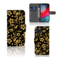 Apple iPhone 11 Pro Hoesje Gouden Bloemen | Portemonnee hoesje