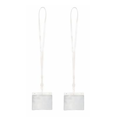 Badgehouders/naamkaarthouders - 20x - met wit keycord/lanyard - plastic - beurs/feest