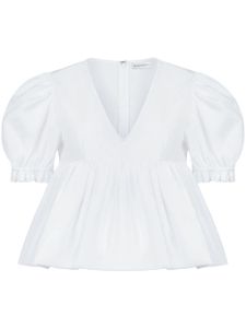 Nina Ricci blouse en coton à manches bouffantes - Blanc