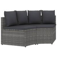 2-delige Loungeset met kussens poly rattan grijs