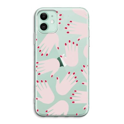 Hands pink: iPhone 11 Transparant Hoesje