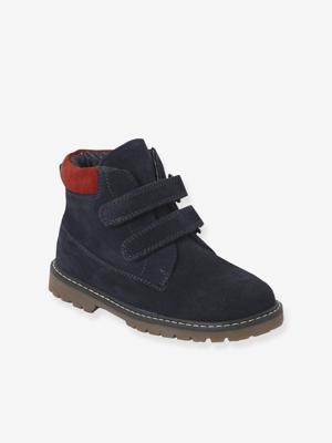 Boots voor jongens, collectie voor de kleuterschool, leer met klittenband marineblauw