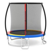 Ø244 cm Trampoline met Ladder & Veiligheidsnet Rond Tuintrampoline Kindertrampoline Oranje