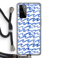 Blauwe golven: OnePlus 9 Pro Transparant Hoesje met koord