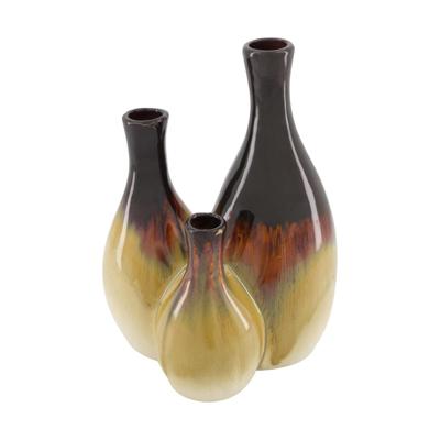 Vaas keramiek crème/bruin 18x13,5x25,5cm